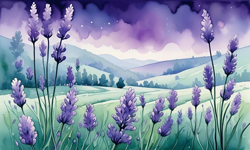 lavender flowers in a field with a mountain in the background
