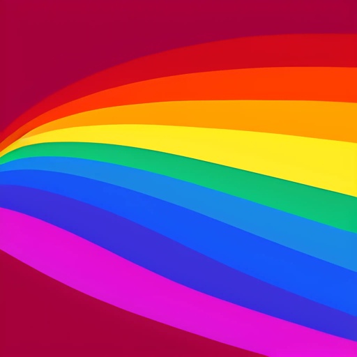 a close up of a rainbow colored background with a red background