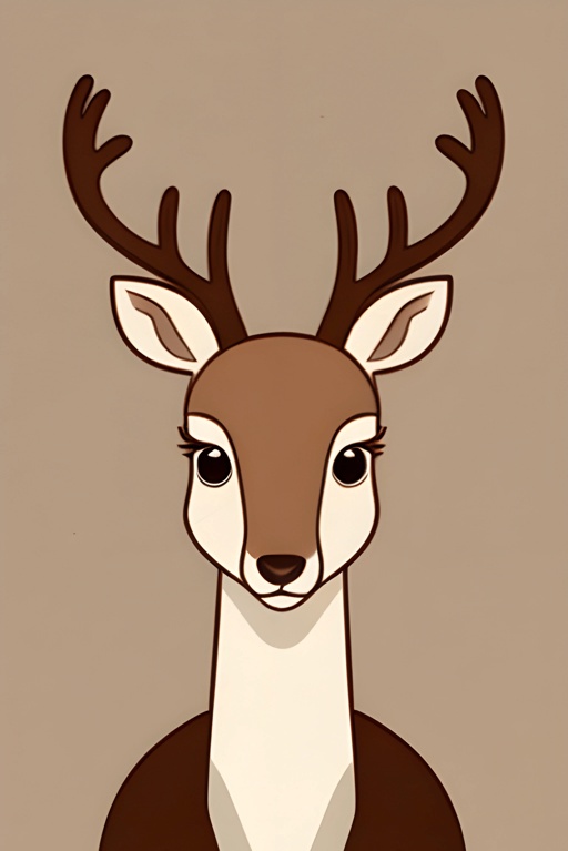 a deer with antlers on its head and a brown background