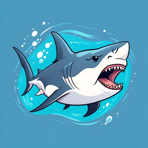 cartoon shark with open mouth and open mouth wide open mouth
