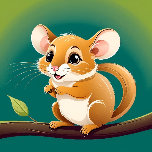 a cartoon image of a cute little squirrel on a branch