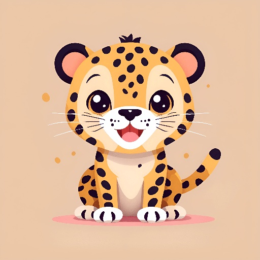 cartoon leopard sitting on the ground with its tongue out