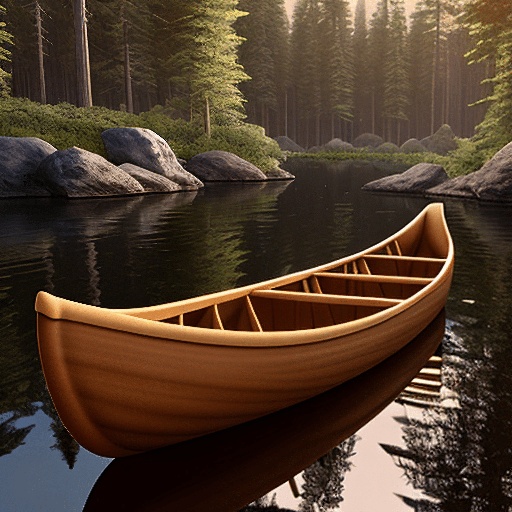 a boat that is sitting on the water in the woods