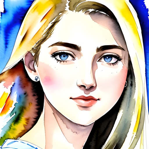 painting of a woman with blue eyes and a yellow scarf