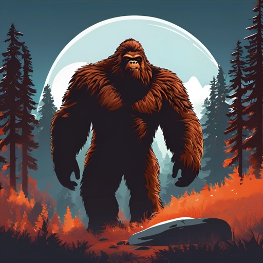 a bigfoot standing in the woods at night