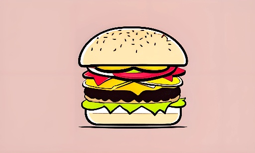 a cartoon hamburger with a lot of toppings on it