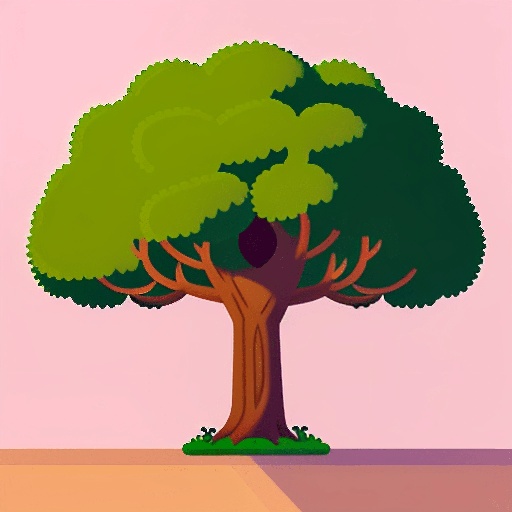 a cartoon tree with a heart in the middle
