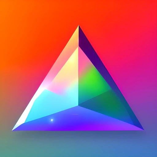 a close up of a triangle with a rainbow background
