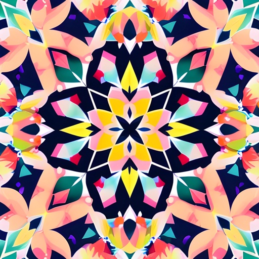 a close up of a colorful pattern with a flower on it