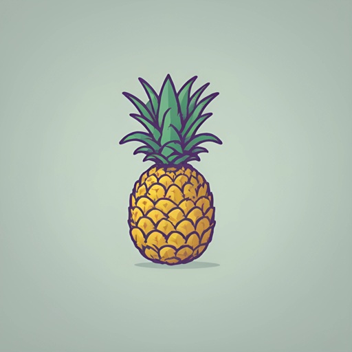 a pineapple with a green top on a gray background