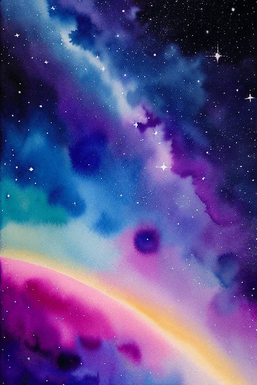 painting of a rainbow in the sky with a rainbow in the middle