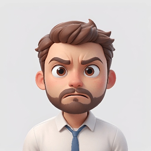 cartoon man with a beard and a tie looking at the camera
