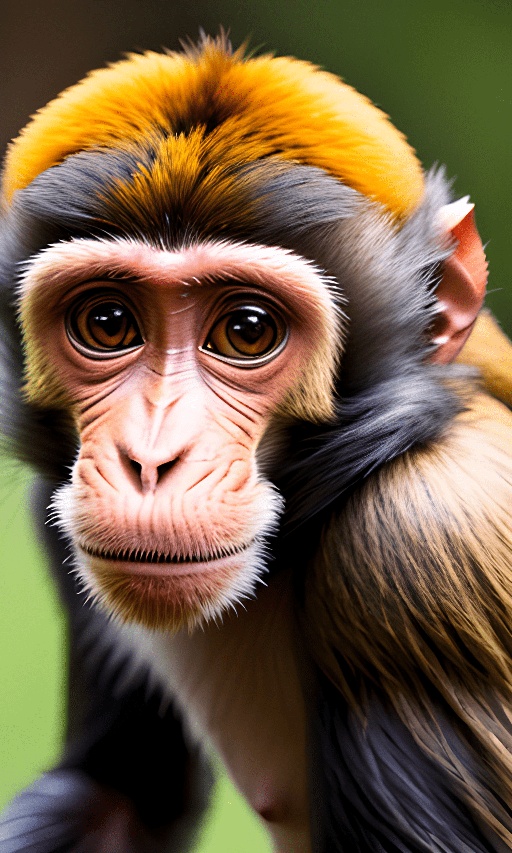 monkey with a yellow head and black tail