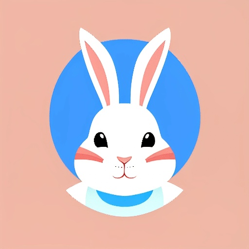 a white rabbit with a blue circle around it