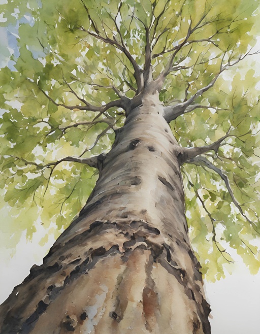 painting of a tree with a sky background and a sky background