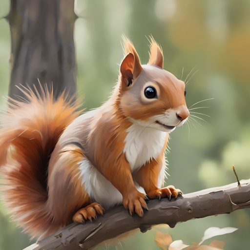 a painting of a squirrel sitting on a branch