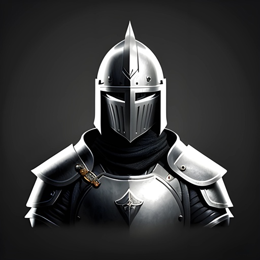 knight in full armor with a black background