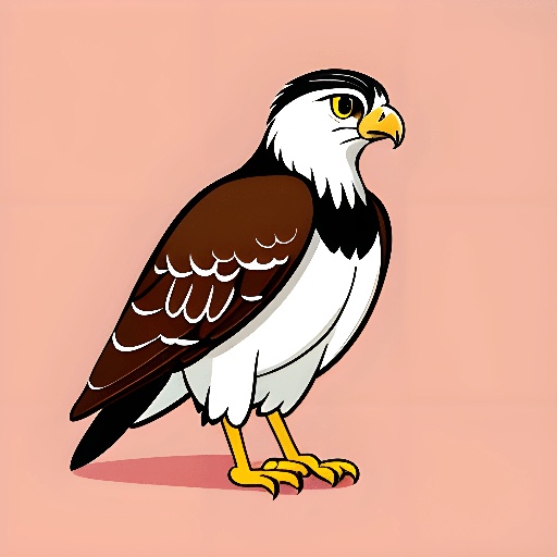 cartoon drawing of a bird of prey with a pink background