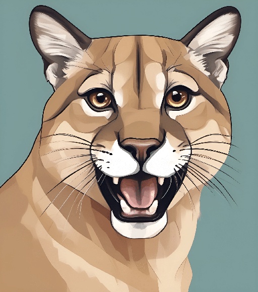 a drawing of a cougar with a blue background