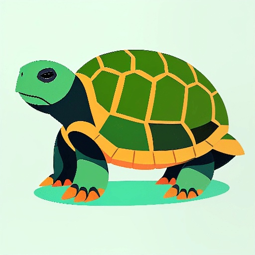 a cartoon turtle that is standing on a green surface