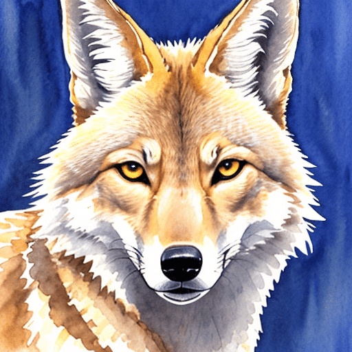 painting of a wolf with a blue background