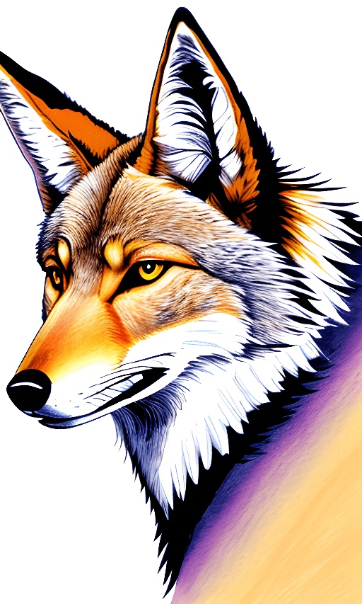 a drawing of a wolf with a yellow background