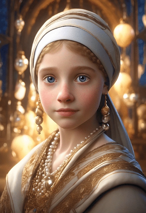 image of a girl in a white turban and pearls
