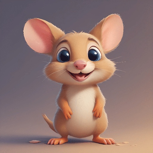 cartoon mouse with big eyes and a big smile