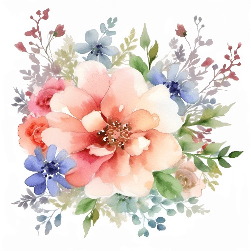 a watercolor painting of a flower arrangement on a white background