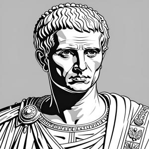 a close up of a drawing of a man in a roman dress