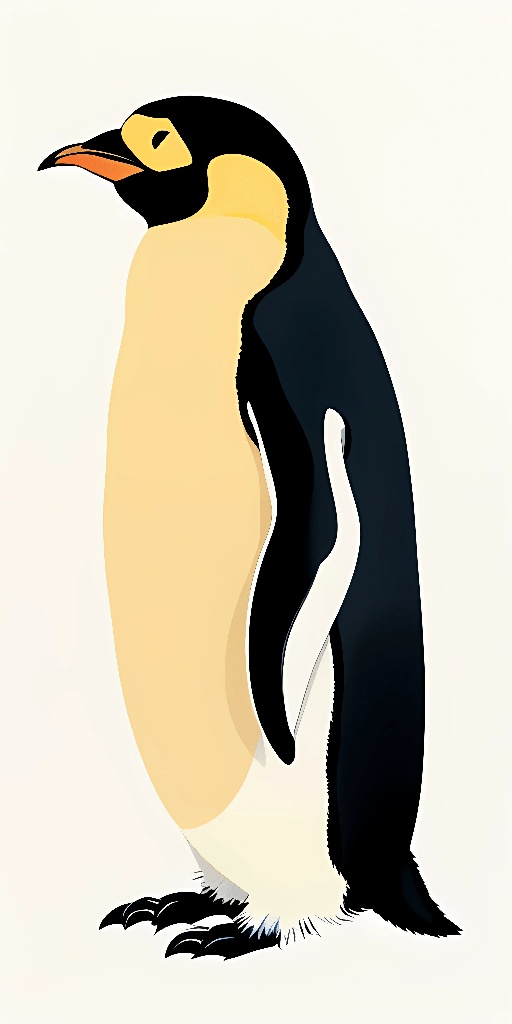 penguin standing on its hind legs with a yellow and black beak