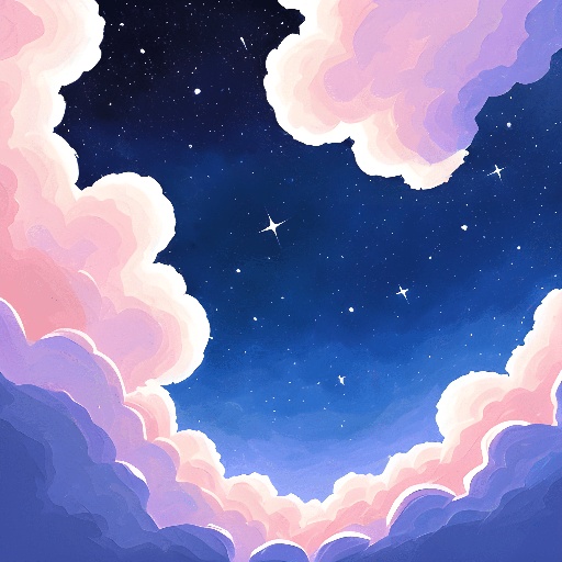 starry night sky with clouds and stars in the sky