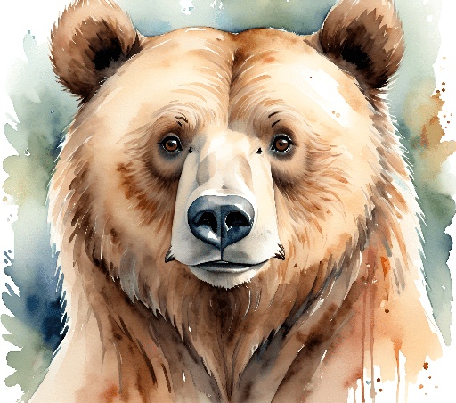 a painting of a bear with a watercolor effect