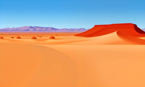 a desert with a mountain in the distance
