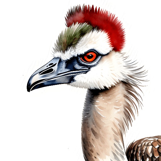 a bird with a red head and a white beak