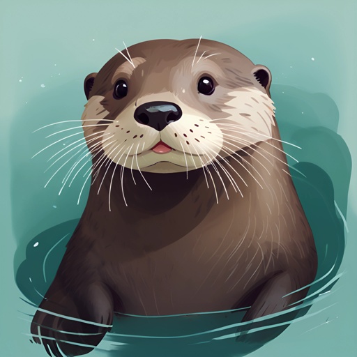 a cartoon otter that is floating in the water
