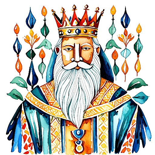 a painting of a man with a crown and a beard