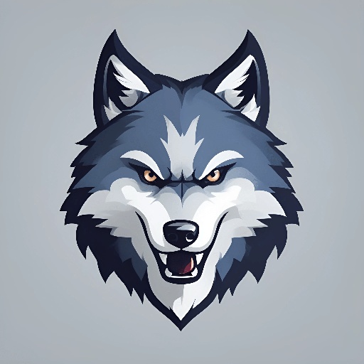 wolf face with a gray background