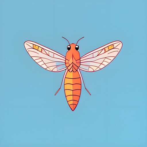 a cartoon insect that is flying in the sky