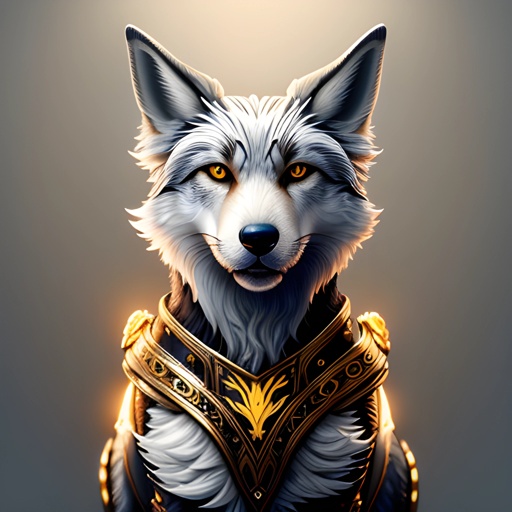 a digital painting of a wolf wearing a golden armor
