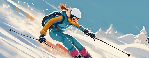 skier in blue and yellow outfit skiing down a snowy mountain