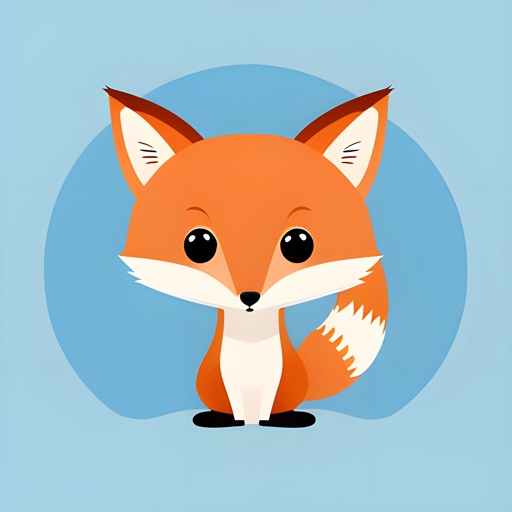 a cartoon fox that is sitting in the middle of a circle