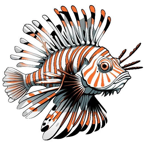 a close up of a lionfish with orange and white stripes