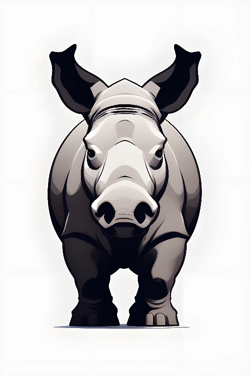 a rhino standing in front of a white background