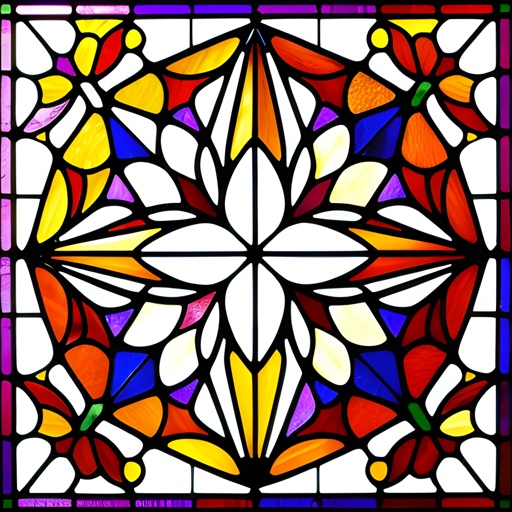 a close up of a stained glass window with a flower design