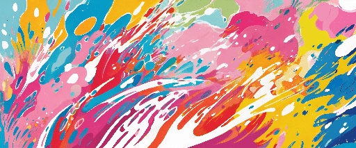 abstract painting of colorful paint splashs on a white background