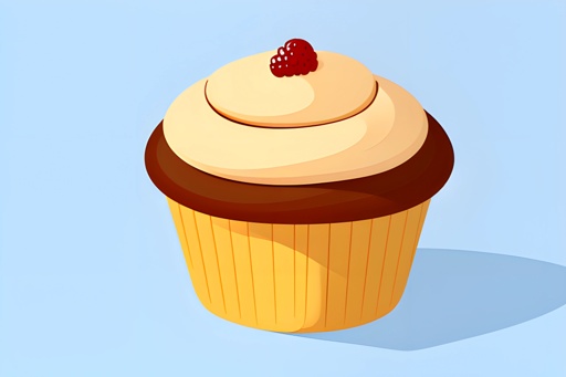 a cupcake with a cherry on top on a blue background