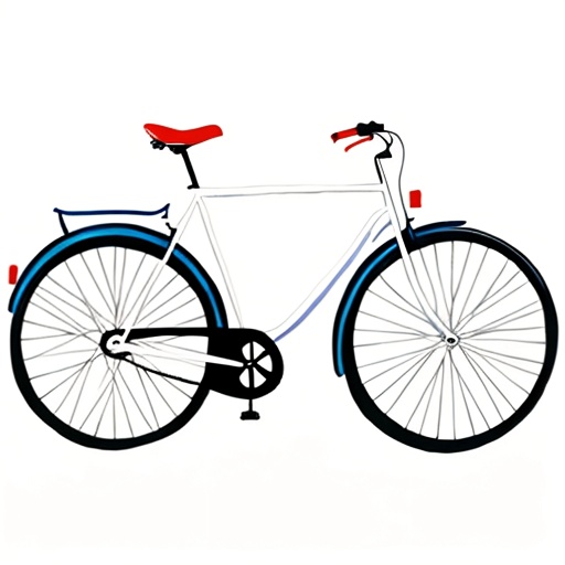 a drawing of a bicycle with a blue seat