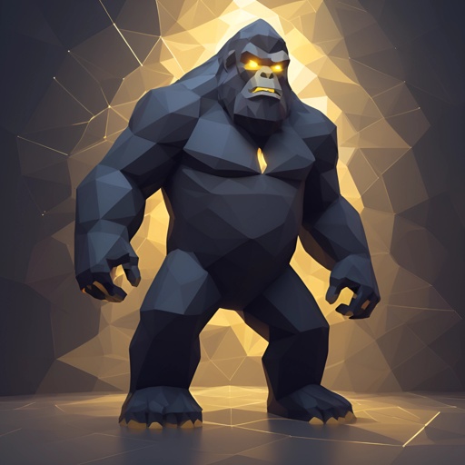 a close up of a gorilla standing in front of a yellow light