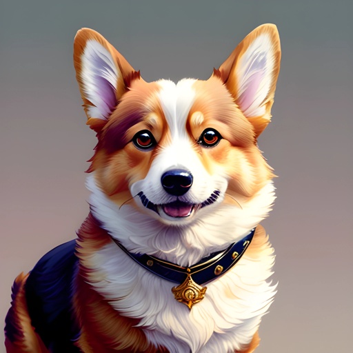 painting of a dog with a collar and a collar around it